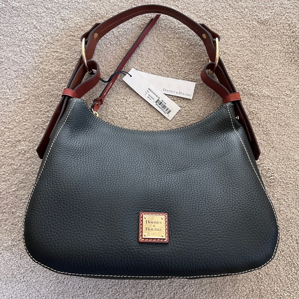 Dooney & Bourke Pebble Grain Riley Hobo Bag in Black — New with Tags - Picture 1 of 8